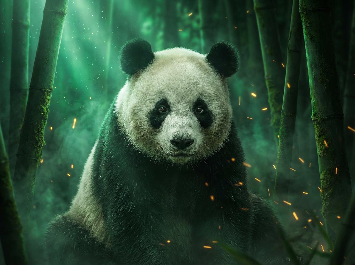 真实偷拍-熊猫幼崽竹林嬉戏视频