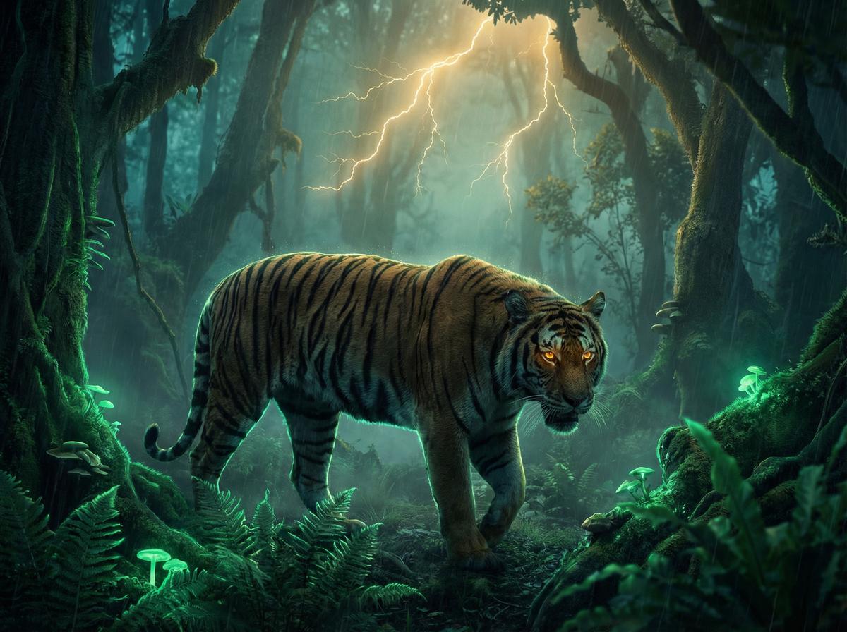 真实偷拍-孟加拉虎丛林狩猎视频